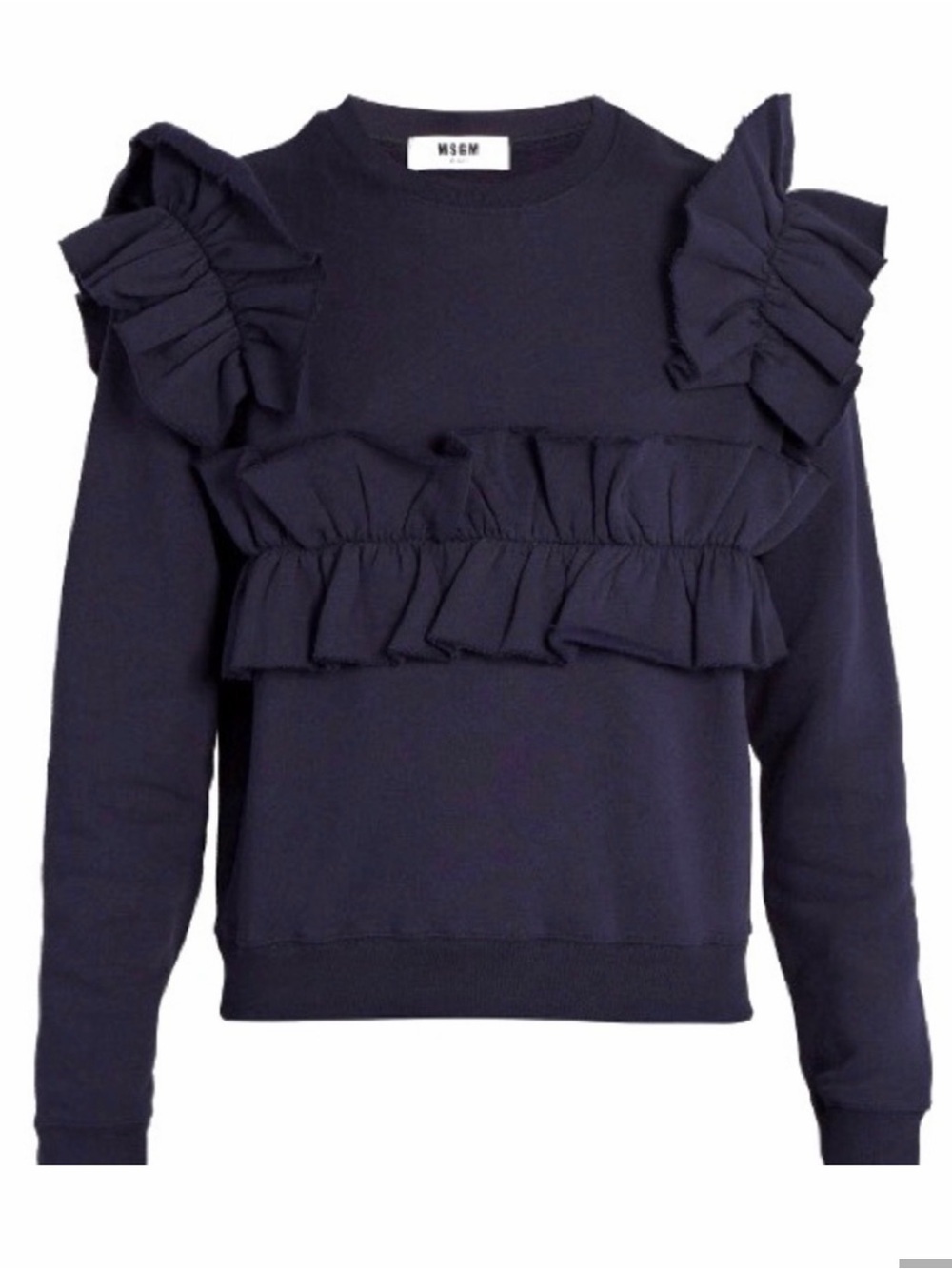 MSGM Navy Ruffled Cotton
Sweatshirt